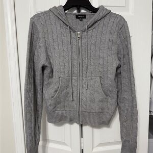 Forever 21 Light Gray Cable Knit Hoodie